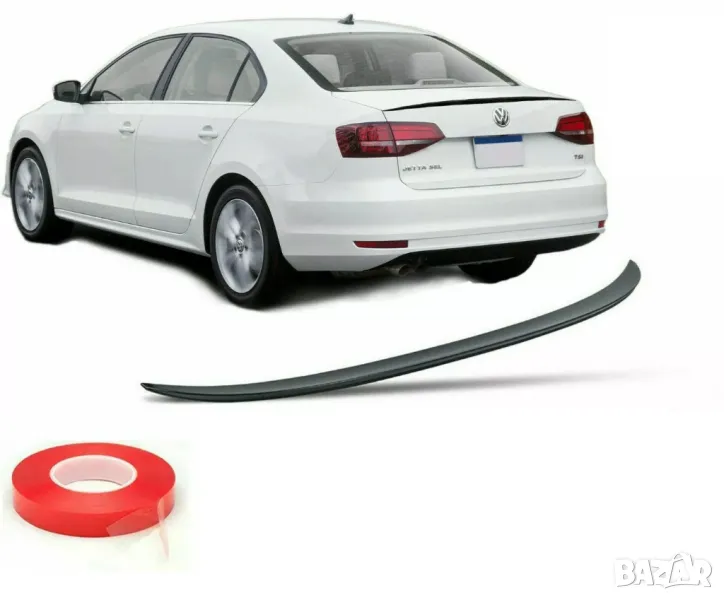 Лип спойлер заден черен пиано лак подходящ за Volkswagen Jetta A6 (2010-2017), снимка 1