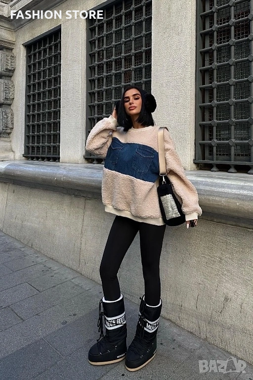 Топла блузка с дънков акцент, снимка 1