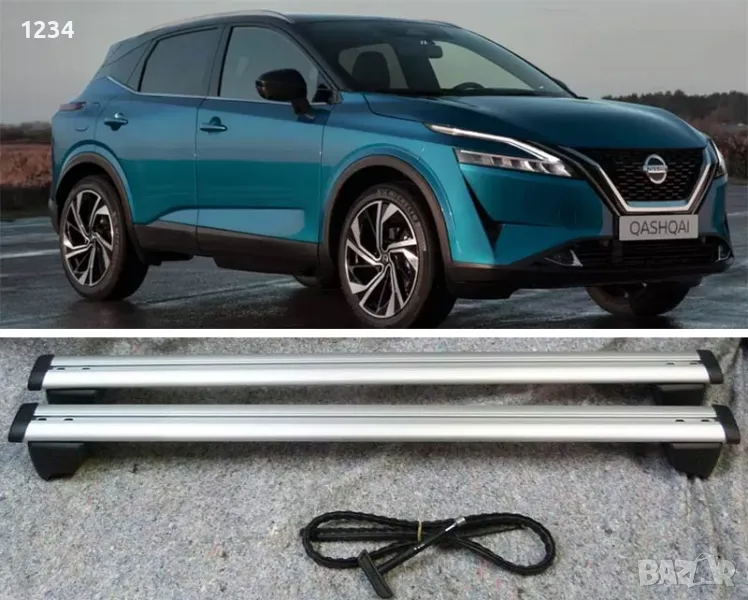 НОВИ алуминиеви напречни греди за Nissan Qashqai след 2021 рейки багажник, снимка 1