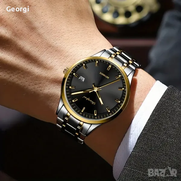 Мъжки класически автоматичен Златен часовник Dianpai* Gold !, снимка 1