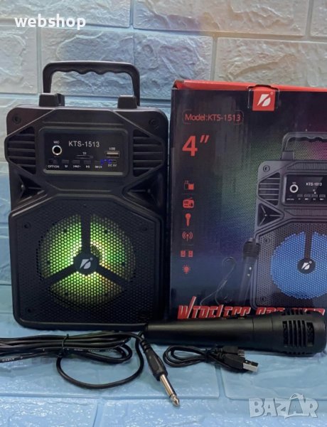 Bluetooth Тонколона KTS-1513, 5W, Радио, Жичен микрофон, снимка 1