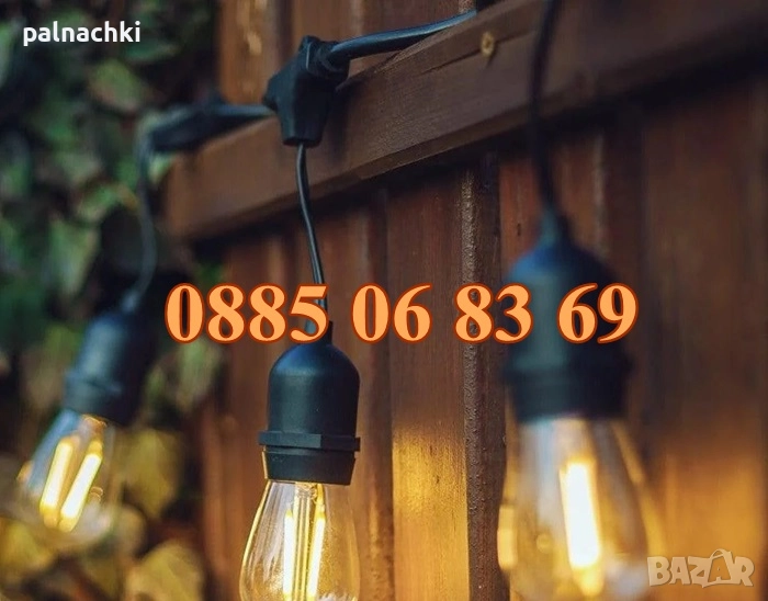 Светещи крушки 20 броя топло бяла светлина, гирлянд с дължина 10 метра, снимка 1