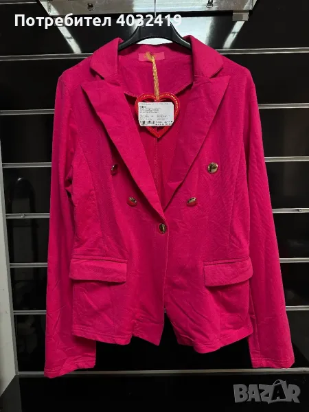 Цикламено памучно дамско сако, снимка 1