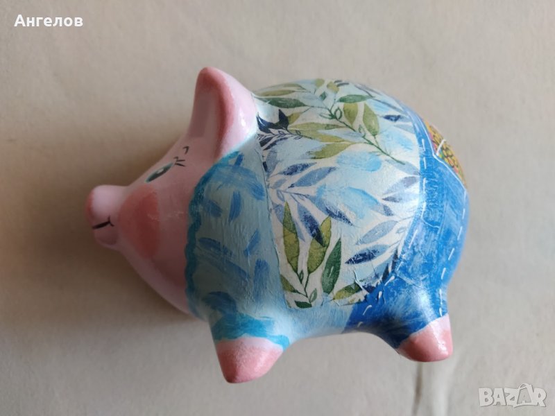Керамично прасе-касичка, ръчно изрисувано, снимка 1