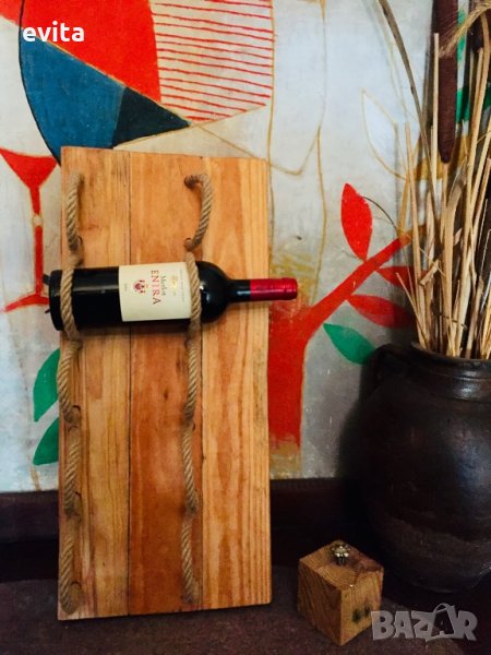 Елегантна стойка за 2–10 бутилки вино – кожа или премиум въже, снимка 1