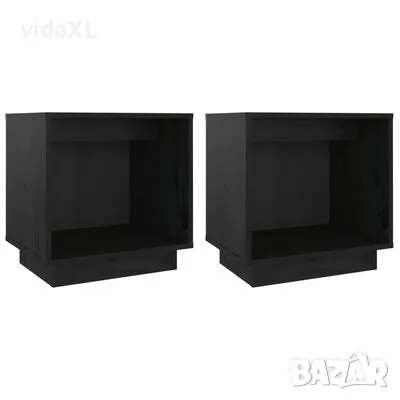 vidaXL Нощни шкафчета, 2 бр, черни, 40x30x40 см, борово дърво масив(SKU:813344), снимка 1