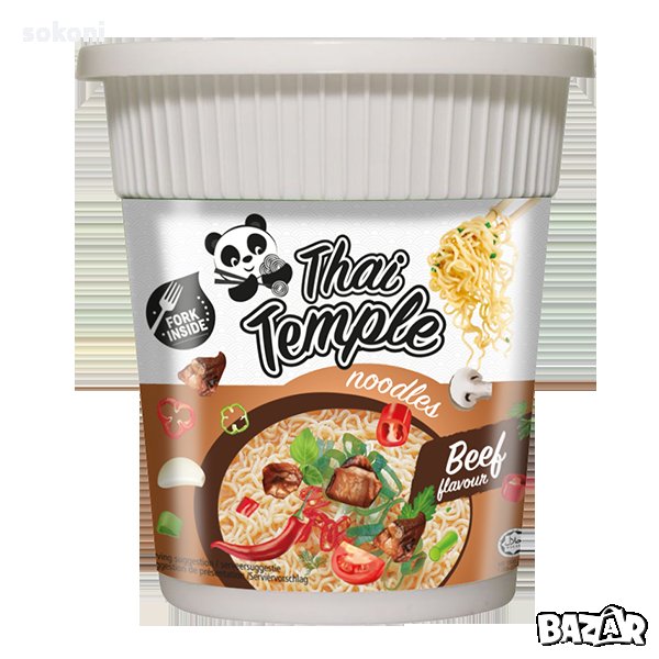 Thai Temple Panda Beef Flavour Noodles 60g / Тай Темпъл Нудъли с вкус Телешко 60гр, снимка 1