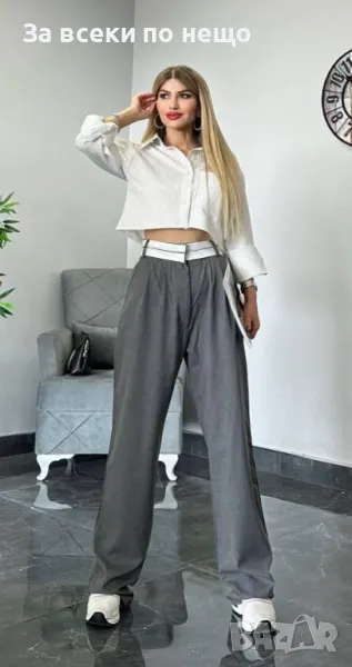 Дамски Комплект В Цвят Сиво И Бяло Код D1679, снимка 1