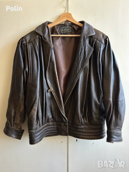 Винтидж кафяво кожено яке - естествена кожа, снимка 1
