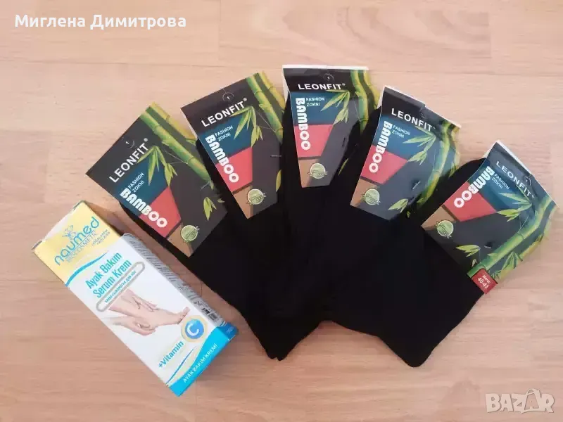 Промо комплект 5 чифта бамбукови чорапи + серум за крака, снимка 1