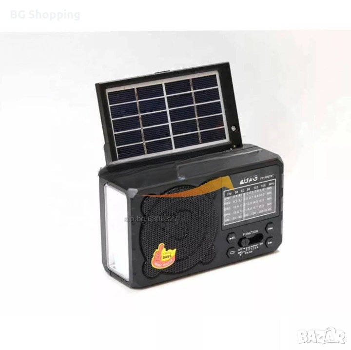 Соларно Радио- Bluetooth,USB,SD+LED Фенер, снимка 1