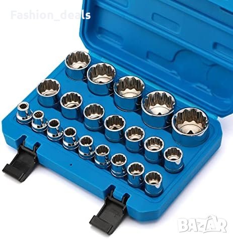 Нов 1/2-инчов комплект гаечни ключове 21бр. Стомана Многозъбни Автомобилни гайки , снимка 1