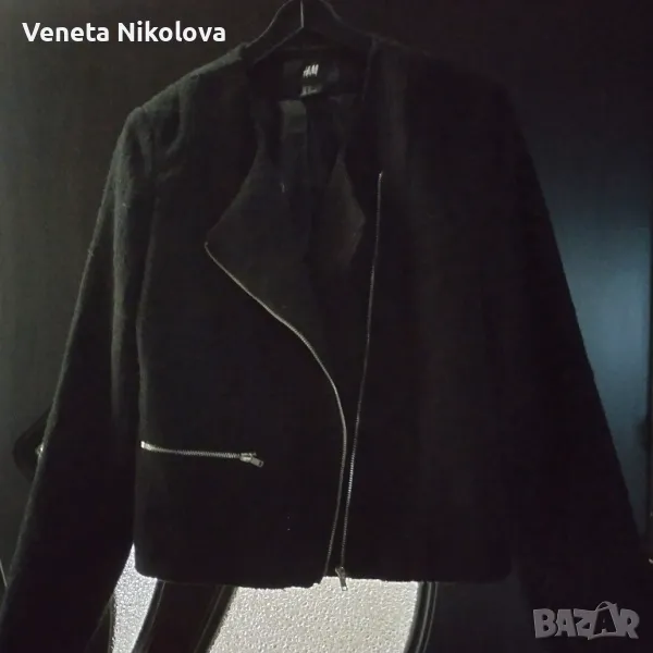 Черно дамско яке с цип , снимка 1