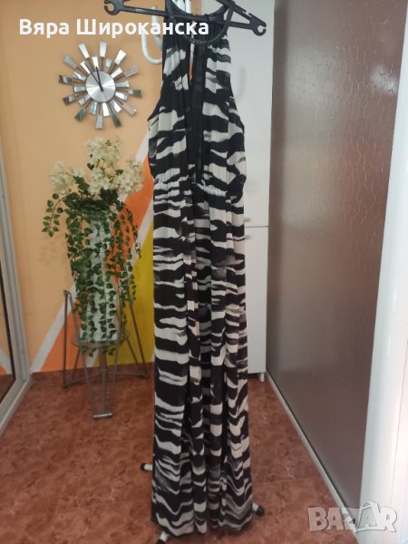 СЕКСИ рокля от немачкаема коприна в черно, сиво и бяло. Размер: L, XL., снимка 1