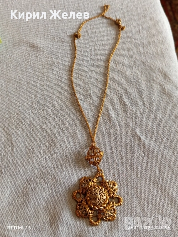 КОЛИЕ СТАРИННО РАЗКОШНО ПОЗЛАТЕНО ФИННА РЪЧНА МАЙСТОРСКА АЖУРНА ИЗРАБОТКА 52321