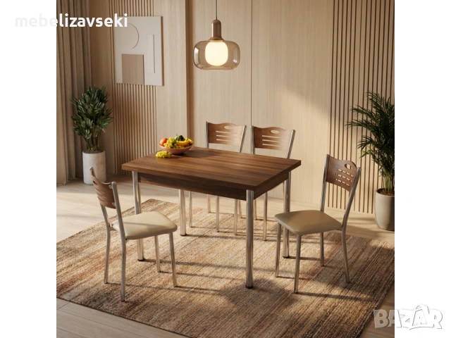 Нов! Комплект разтегателна маса с 4 стола Океан ТРАКИЯ (орех)