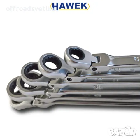 Комплект Удължени подвижни  ключове звезди с тресчотка 8-19мм HAWEK, снимка 3 - Ключове - 49979376