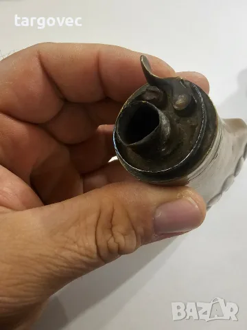 Старинна бронзова барутница американски тип , снимка 3 - Антикварни и старинни предмети - 56368114