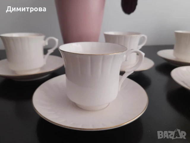 Ретро сервиз за кафе, видински костен порцелан, маркиран, снимка 2 - Антикварни и старинни предмети - 50908197