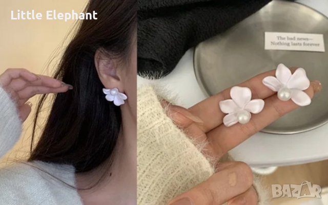 -100 лв Sale Обеци цветя-акрил,колекция"Flowers",white/нови