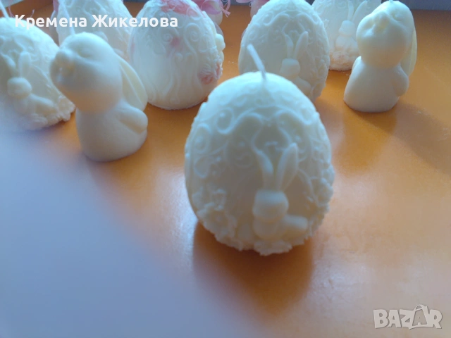 Бяла ароматизирана великденска  свещ , снимка 3 - Декорация за дома - 53844322
