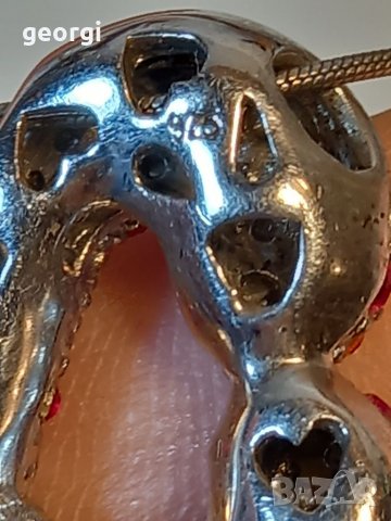 Сребърно колие с висулка сърце с камъни, снимка 7 - Колиета, медальони, синджири - 39130869