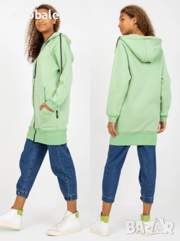 Дамски дълъг преходен суичър с цип и качулка, 3цвята , снимка 3 - Суичъри - 52934336