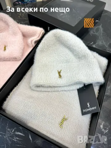 Yves Saint Laurent Комплект Мека Зимна Шапка + Мек Зимен Шал - Налични различни цветове Код D1595, снимка 2 - Шапки - 48610366