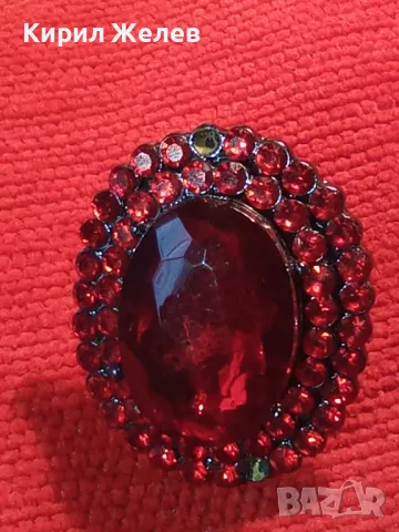 СТАР РАЗТЕГЛИВ ВИНТИДЖ АРТ ПРЪСТЕН с ЦВЕТНИ КРИСТАЛЧЕТА 39706, снимка 11 - Антикварни и старинни предмети - 46496481