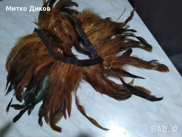 Лента за глава естествена кожа от естествени пера много, снимка 2 - Шапки - 48613983