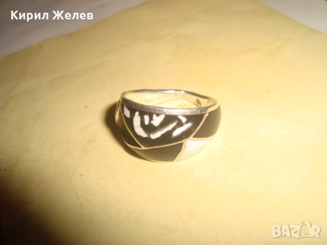 СТАРИНЕН СРЕБЪРЕН ЕМАЙЛИРАН ПРЪСТЕН АНГЛИЯ РЪЧНА ИЗРАБОТКА 25214, снимка 15 - Антикварни и старинни предмети - 34628482