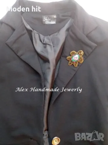 Брошка - аксесоар "Костенурка" с "Божи камък" /рубин във фуксит/. Ръчна изработка., снимка 5 - Други - 47636496