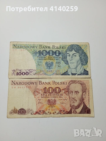 ПОЛША БАНКНОТИ 1000 ЗЛОТИ 1982 Г 100 ЗЛОТИ 1986 Г 