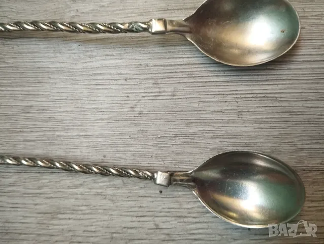Комплект две посребрени метални лъжички, снимка 3 - Други ценни предмети - 47736409