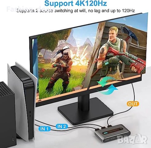Нов 8K 2 в 1 HDMI превключвател Ръчен селектор за  PS5, PS4, Nintendo Switch, снимка 3 - Друга електроника - 41959059