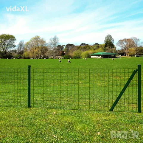 vidaXL Евромрежа, стомана, 25x1 м, зелена, снимка 2 - Огради и мрежи - 56146024