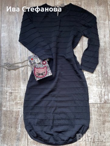 Нова елестична елегантна бандажна черна парти рокля изчистен класически модел , снимка 2 - Рокли - 39576816