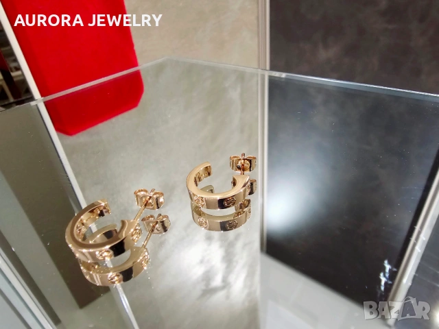 CARTIER Love Rose Gold Hoop Дамски Обеци, снимка 4 - Обеци - 53054321