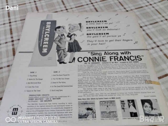 CONNIE FRANCIS - Грамофонна плоча - 12лв - NM/VG, снимка 3 - Грамофонни плочи - 51513070