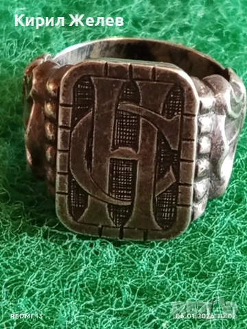 Винтидж сребърен пръстен с монограм орнаментиран майсторска ръчна изработка 51815, снимка 6 - Пръстени - 53003050