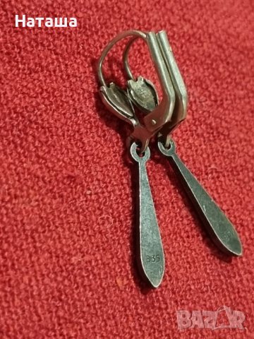 Vintage антични сребърни обеци с маркизити , снимка 5 - Антикварни и старинни предмети - 41937558