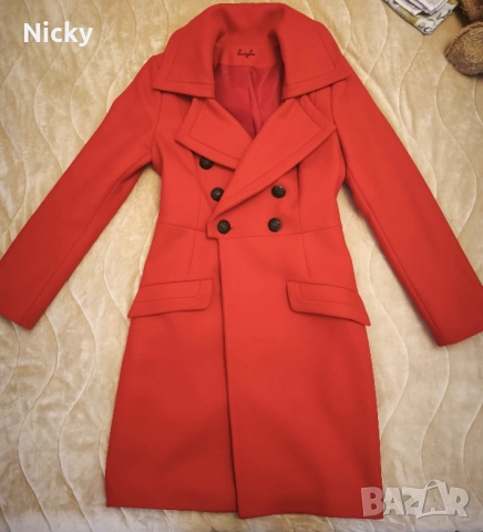 Червено зимно палто р-р S, LuxyLu 160 лв. , снимка 2 - Палта, манта - 52516913