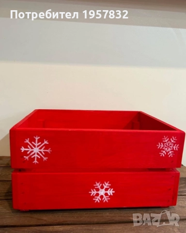 Коледна дървена кутия – идеална за подаръци и декорация, снимка 2 - Други - 52177998
