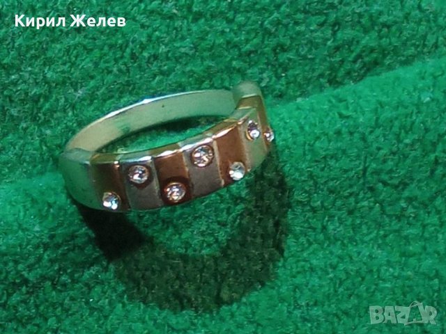 ПОЗЛАТЕН и ПОСРЕБРЕН АРТ ПРЪСТЕН с МИНИАТЮРНИ ФАСЕТИРАНИ ЦИРКОНИ 10880