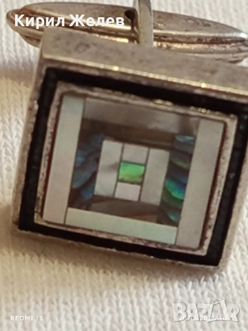 ВИНТИДЖ СРЕБЪРНО КОПЧЕ за РЪКАВЕЛИ с ЦВЕТЕН СЕДЕФ ЮВЕЛИРНА ИЗРАБОТКА 34019, снимка 6 - Други ценни предмети - 52855284
