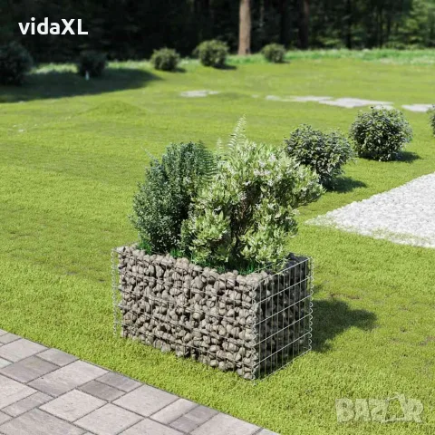 vidaXL Габион повдигната леха, поцинкована стомана, 90x50x50 cм, снимка 2 - Саксии и кашпи - 56146142