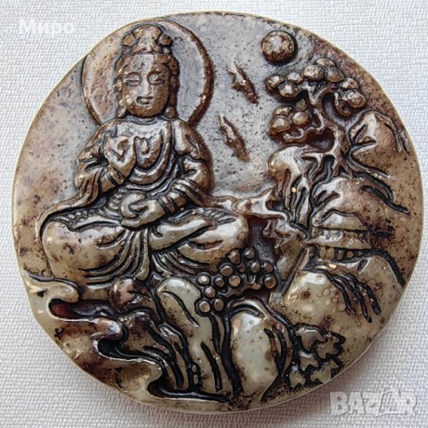 БУДА ?? РЕЛИГИЯ ЕСТЕСТВЕН НЕФРИТ АЗИЯ ТАЛИСМАН АМУЛЕТ , снимка 3 - Антикварни и старинни предмети - 41786013