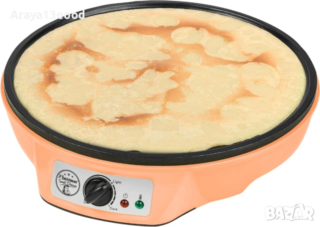 Електрически уред за палачинки Bestron ASW602PE 30 см плоча 1000W, оранжев, снимка 4 - Гофретници - 53822153