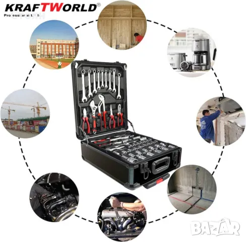 Куфар с инструменти 1200 части KraftWorld , снимка 3 - Гедорета - 49060334