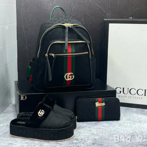 дамски комплект чанта/ раница и чехли gucci , снимка 4 - Чанти - 47327546